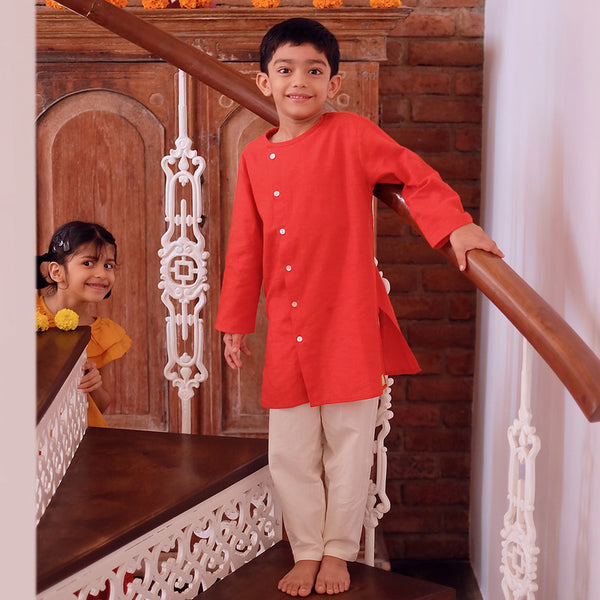 Cotton Kurta Pajama for Boys | Red