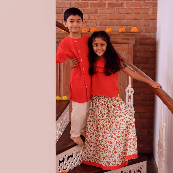 Cotton Kurta Pajama for Boys | Red