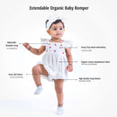 Organic Cotton Romper | Floral Embroidered | White