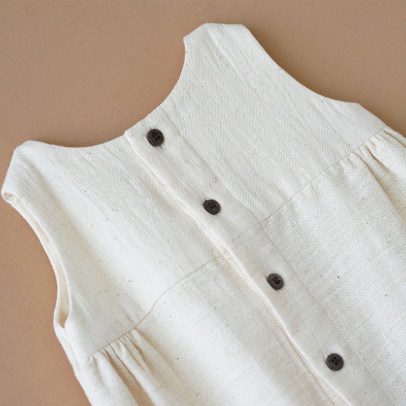 Organic Cotton Dress for Girls | Pleated | Off-White