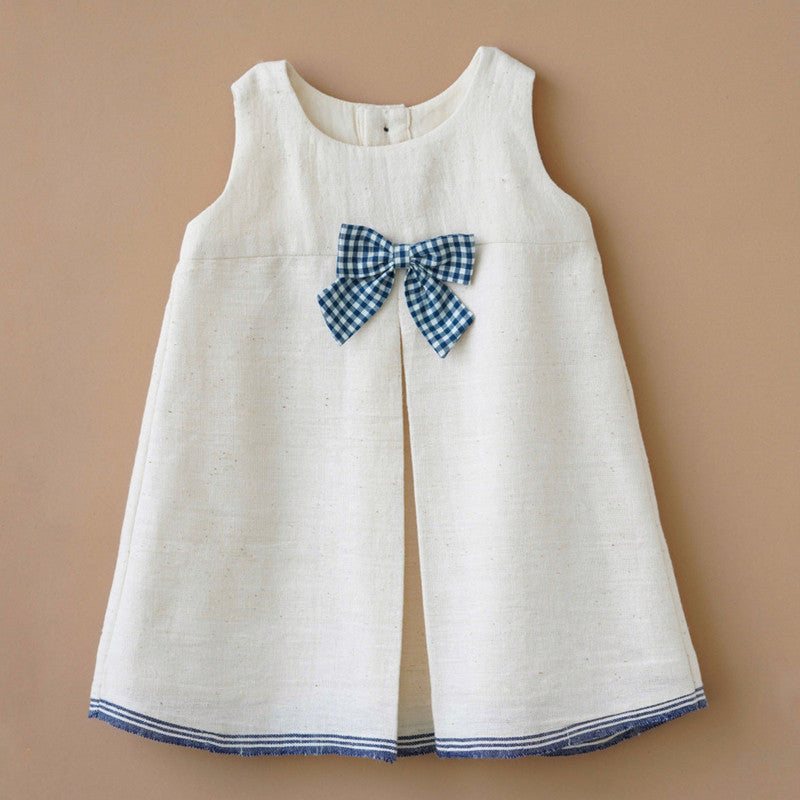 Organic Cotton Dress for Girls | Pleated | Off-White