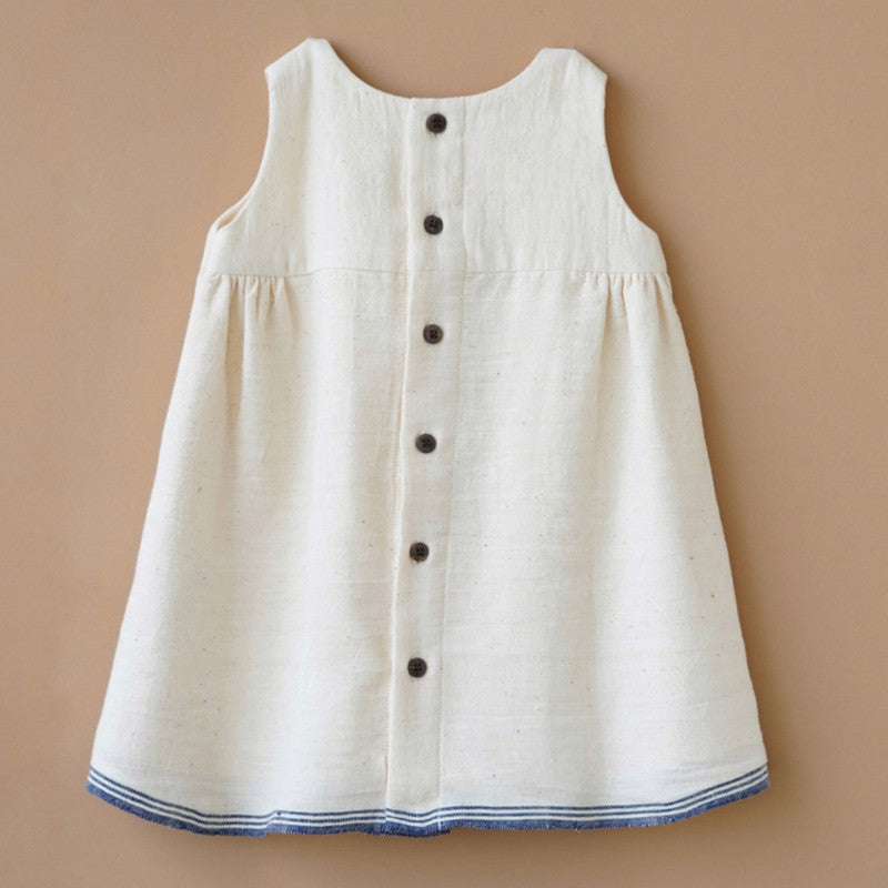 Organic Cotton Dress for Girls | Pleated | Off-White