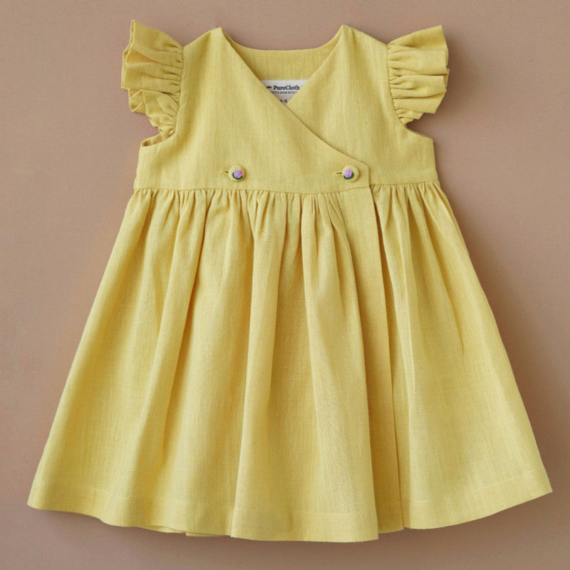 Organic Cotton Wrap Dress | Yellow