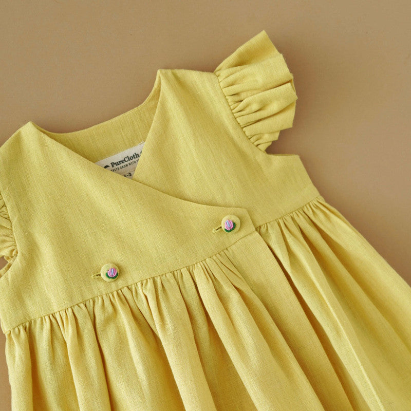 Organic Cotton Wrap Dress | Yellow