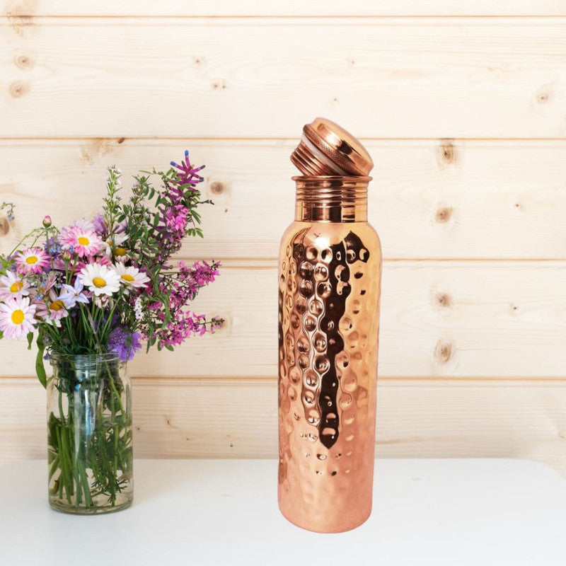 Hammered Pure Copper Water Bottle 750 Ml Premium Quality by 