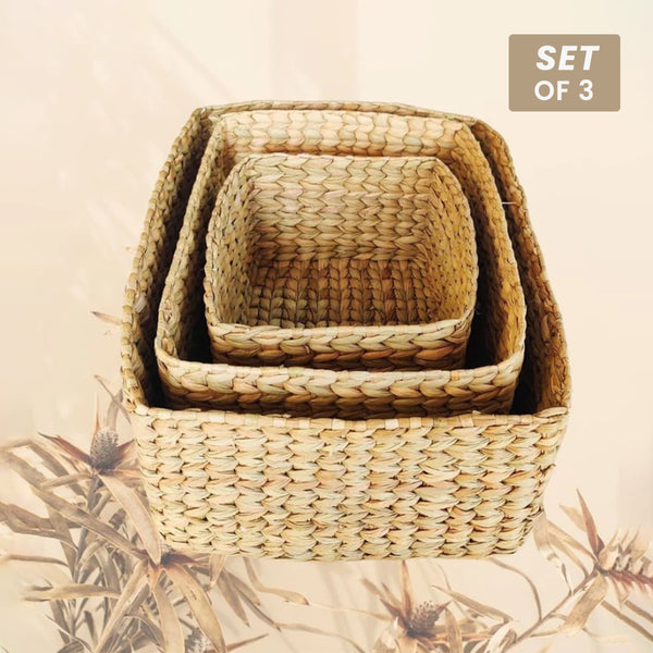 Storage Basket | Kauna Grass | Set of 3 | 9x13 inch 8x11 inch 6x8 inch