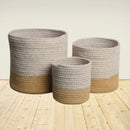 Jute Basket | Dual Tone | Brown & Beige | Set of 3