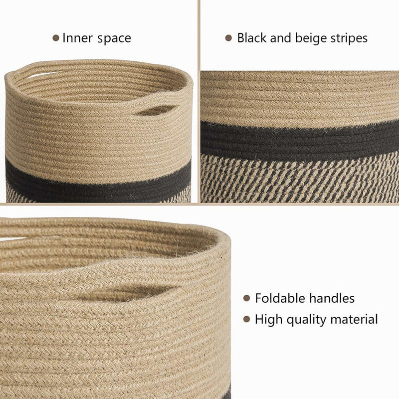 Jute Basket | Dual Tone | Brown & Beige | Set of 3