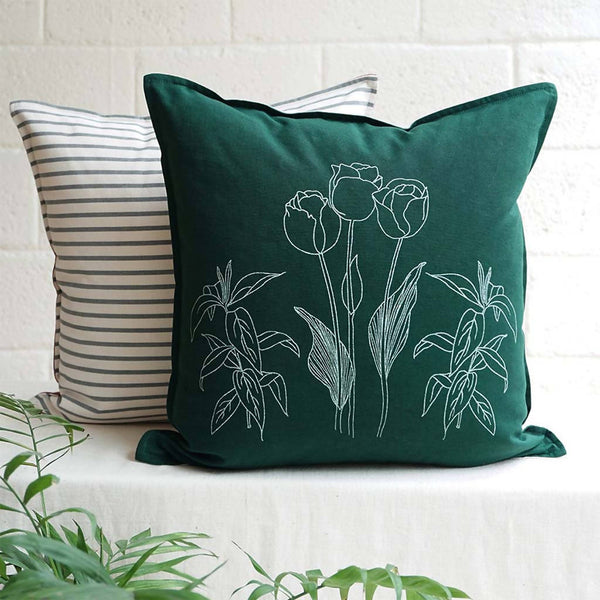 Pure Cotton Cushion Cover | Handmade | Green