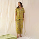 Cotton Nightsuit Set | Camel Print | Green