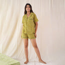 Cotton Nightsuit Set | Camel Print | Green