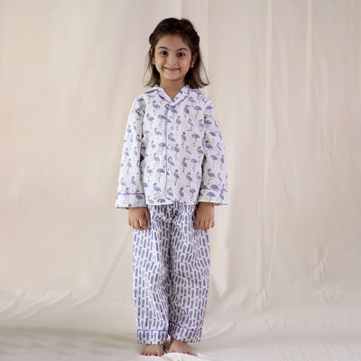 Cotton Nightsuit for Girls | White