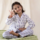 Cotton Nightsuit for Girls | White