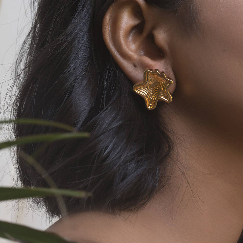 Ear Rings for Women | Brass Stud Earrings | 18K Gold Plated