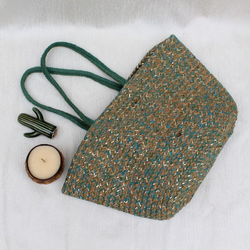 Cotton & Jute Tote Bag | Green