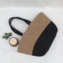 Tote Bag | Cotton & Jute | Black & Brown | 23x23x12 cm