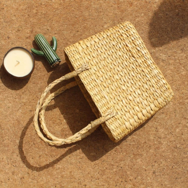 Beige Kauna Grass Basket Bag