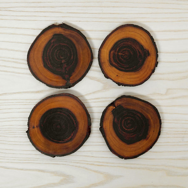 Wooden Coasters | Round Coasters | Babool Wood | Set of 4