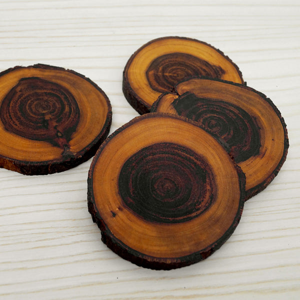 Wooden Coasters | Round Coasters | Babool Wood | Set of 4