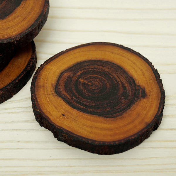 Wooden Coasters | Round Coasters | Babool Wood | Set of 4