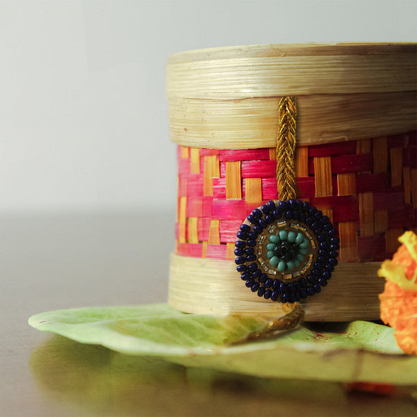 Cotton Thread Nazar Battu with Bamboo Box | Golden | Pack of 2