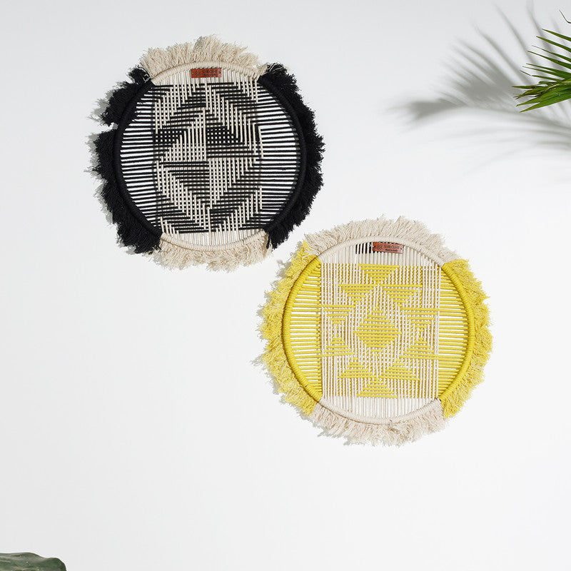 Macrame Wall Decor | Set of 2 | Yellow & Black