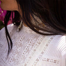 Cotton Top with Pin tuck & Lace Detailing | White