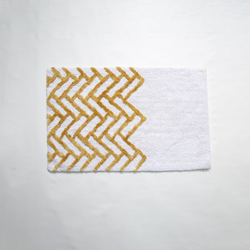 Cotton Doormat | Textured | White & Yellow