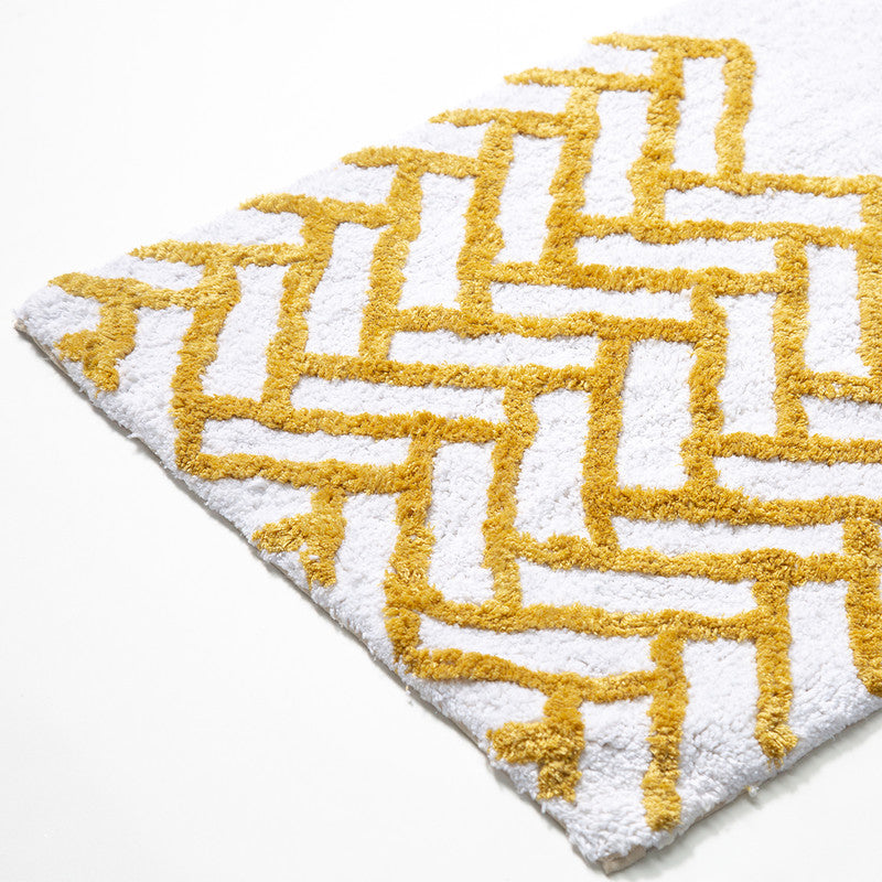 Cotton Doormat | Textured | White & Yellow