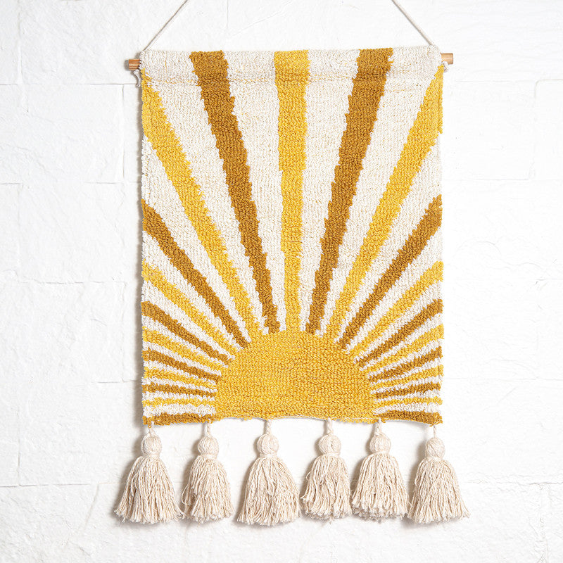 Cotton Wall Hanging | Yellow & White | 17 inches