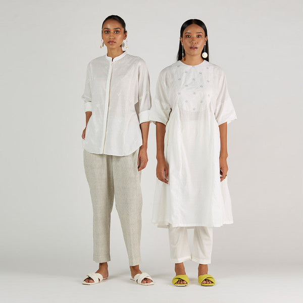 Pure Cotton Chikankari Shirt | White