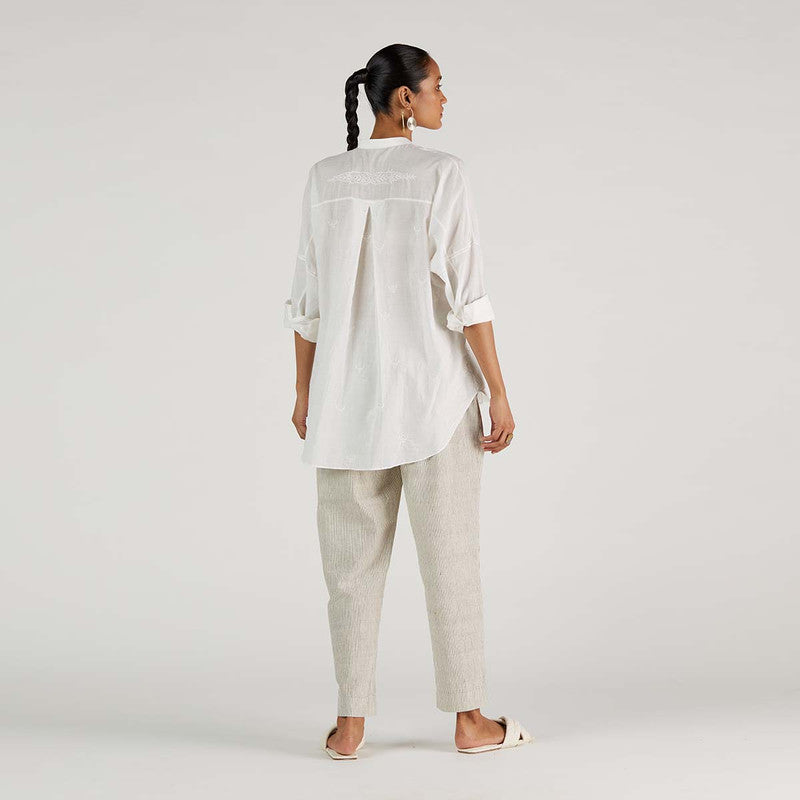 Pure Cotton Chikankari Shirt | White