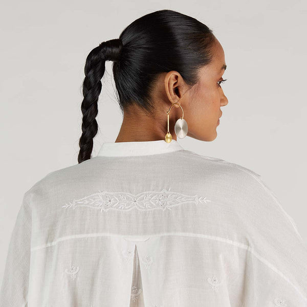 Pure Cotton Chikankari Shirt | White