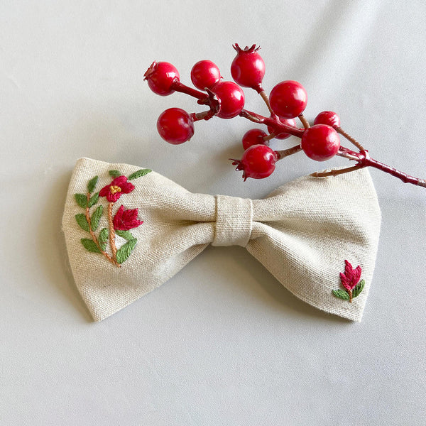 Cotton Linen Hair Bow Clip for Girls | Beige