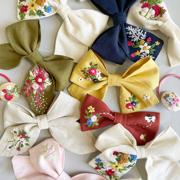 Cotton Linen Hair Bow Clip for Girls | Pink