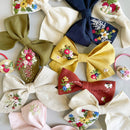 Cotton Linen Hair Bow Clip for Kids | Beige