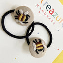 Cotton Linen Hair Tie for Girls | Honey Bee | Beige | Set of 2