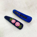 Hair Accessories for Girls | Tic Tac Clips | Organic Cotton Linen | Navy Blue | Set of 4