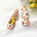 Tic Tac Clips for Girls | Organic Cotton Linen | Pink | Set of 2