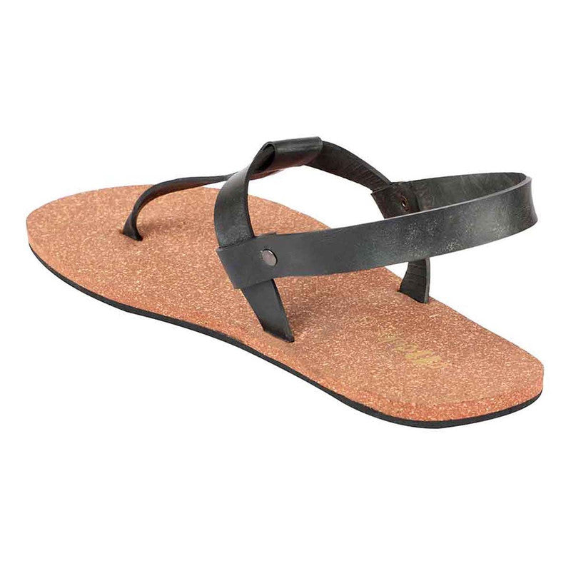 Cork Flat Sandals for Men | T-Strap | Waterproof | Brown