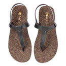 Cork Flat Sandals for Men | T-Strap | Waterproof | Black