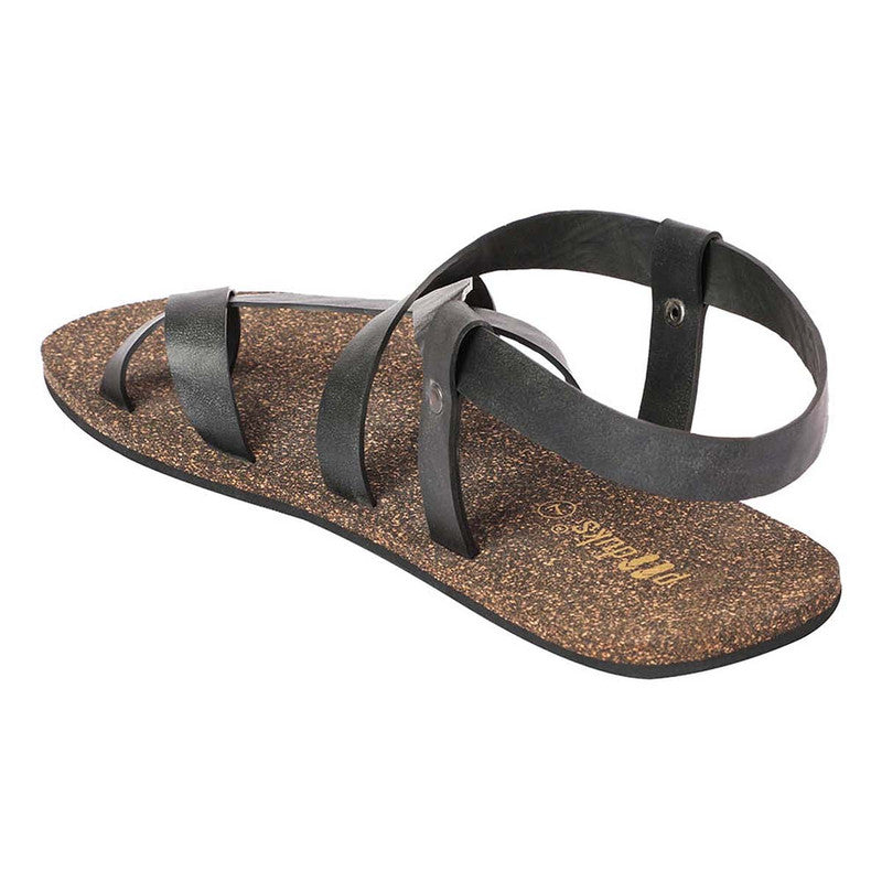 Cork Flat Sandals for Men | Slingback | Waterproof | Black.