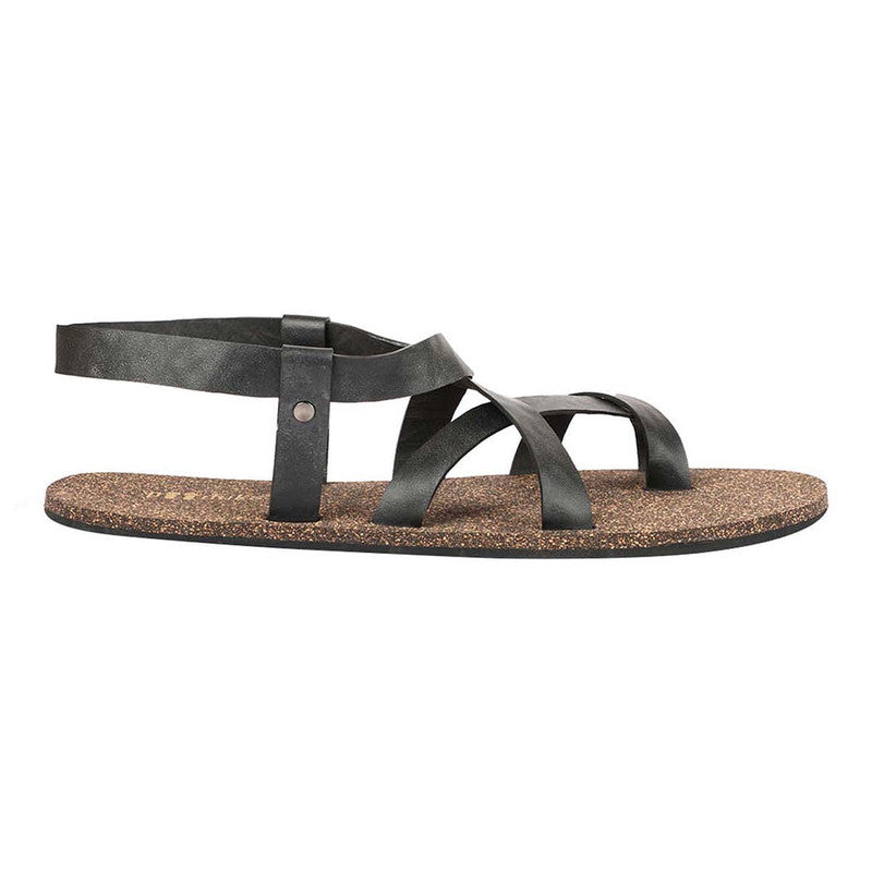 Cork Flat Sandals for Men | Slingback | Waterproof | Black.