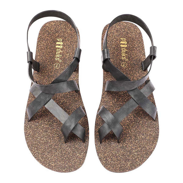 Cork Flat Sandals for Men | Slingback | Waterproof | Black.