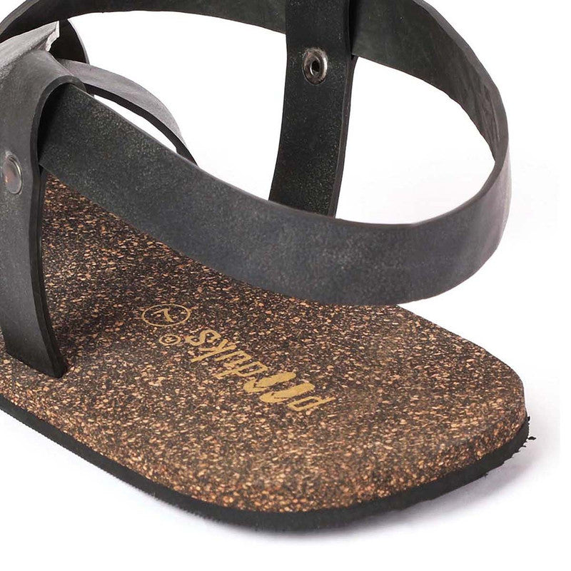 Cork Flat Sandals for Men | Slingback | Waterproof | Black.