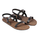 Cork Flat Sandals for Women | Slingback Strap | Waterproof | Black.