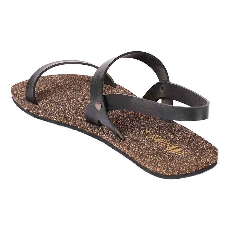 Cork Flat Sandals for Women | Slingback Strap | Waterproof | Black.