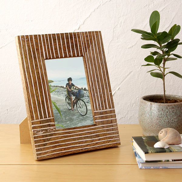 Wooden Photo Frame | Brown & White | 24 cm