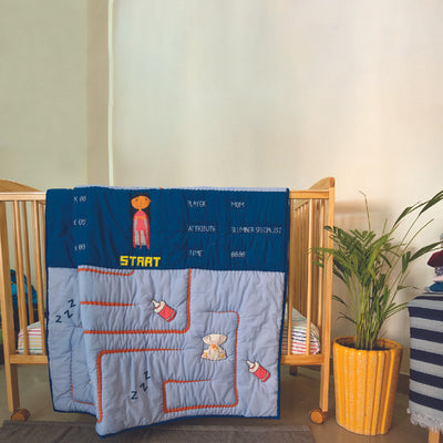 Cotton Quilt for Kids | 100% Cotton | Super Soft Blanket for Baby, Infants and Kids | Blue