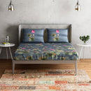 Cotton Bedsheet Set | Floral Print | Blue